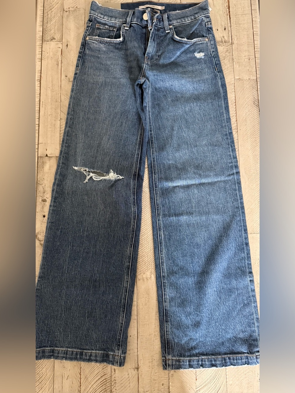 Hudson Rylee Low Rise Loose Jeans Relaxed Wide-Leg Distressed Blue Denim Size 25